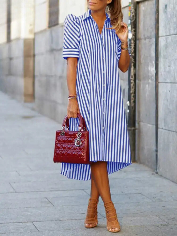 Elise | Vintage Striped Summer Shirt Dress