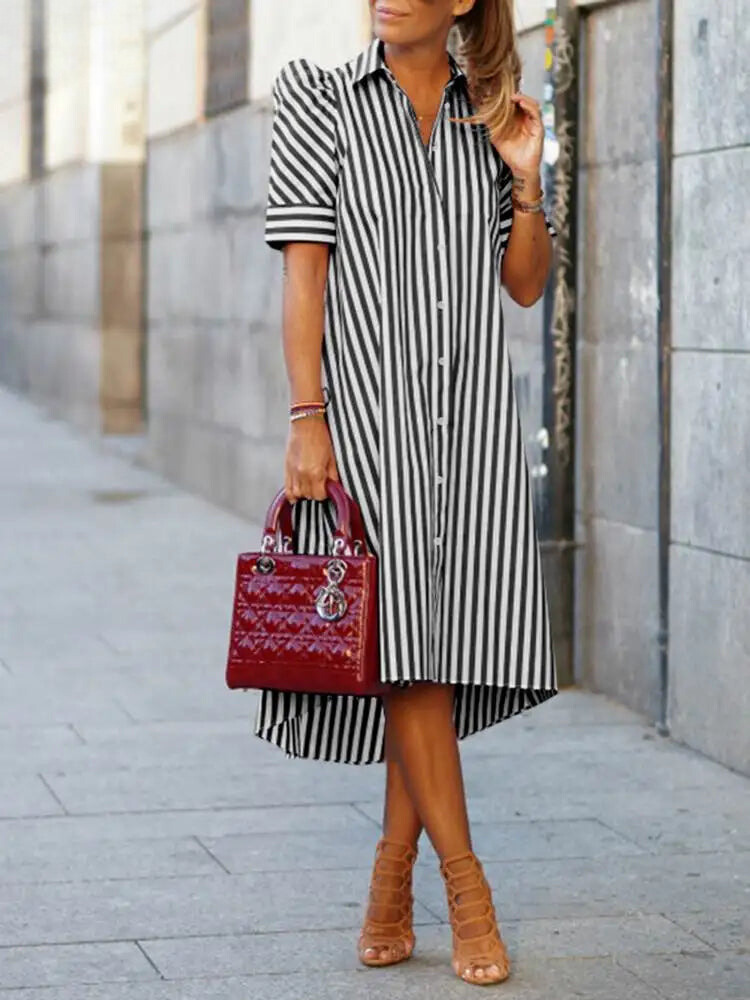 Elise | Vintage Striped Summer Shirt Dress