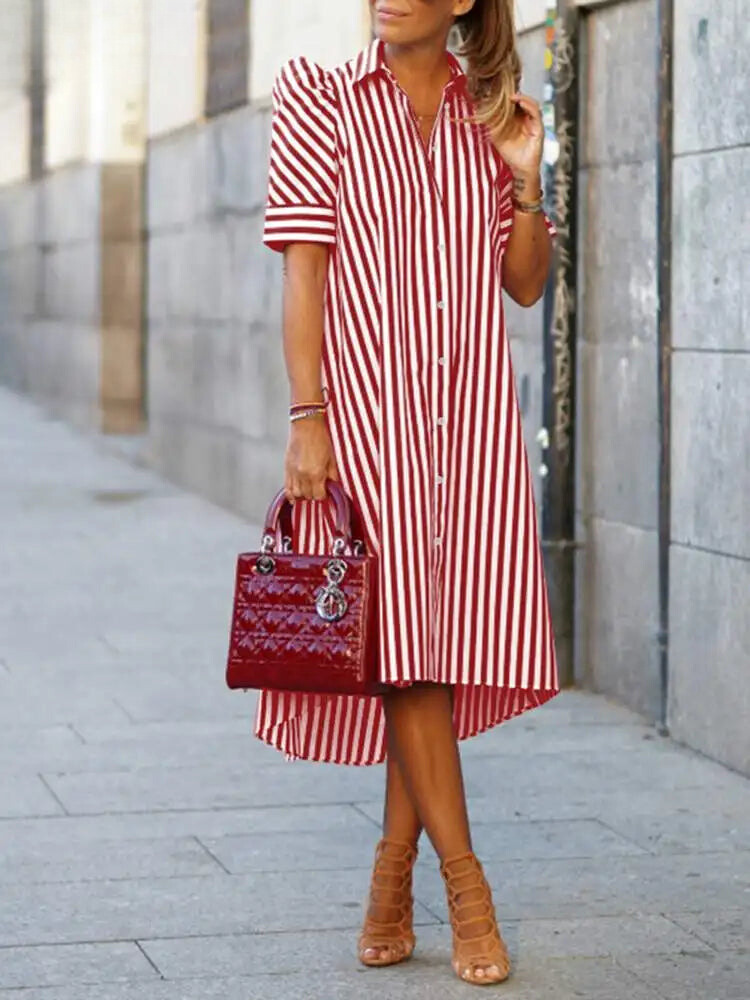 Elise | Vintage Striped Summer Shirt Dress