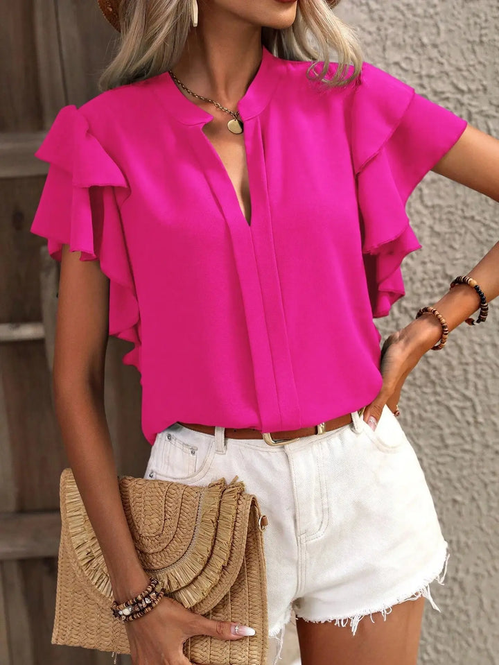 Lila | Double-Layered Ruffled V-Neck Blouse