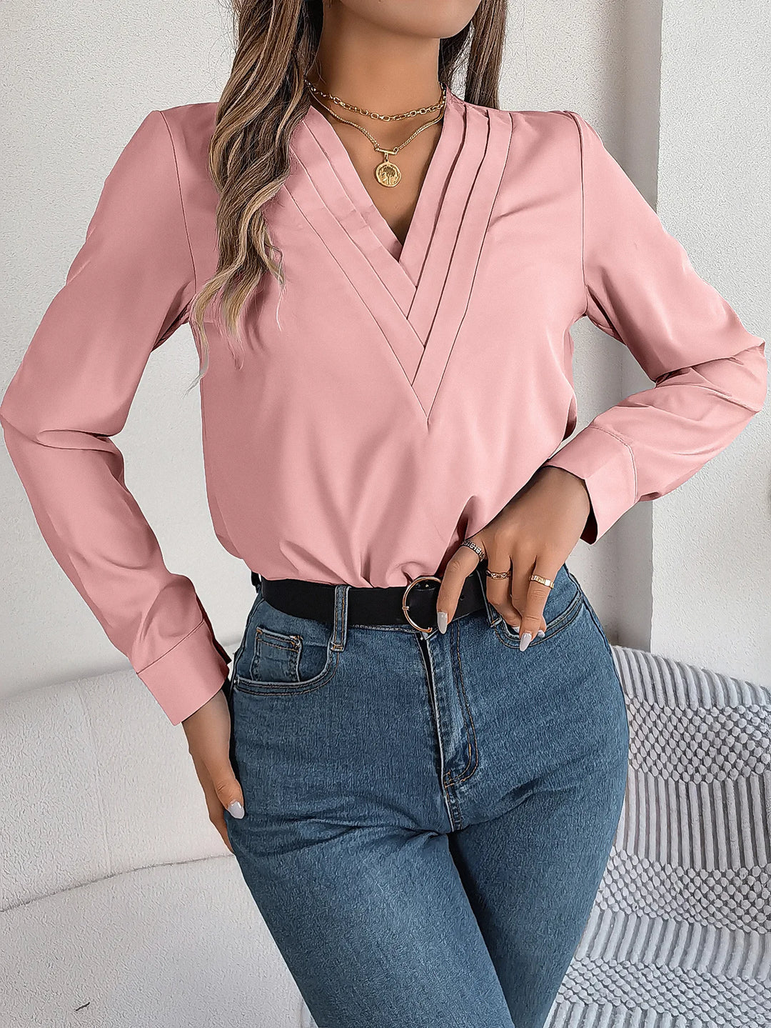 Clara | Elegant V-Neck Pullover Blouse