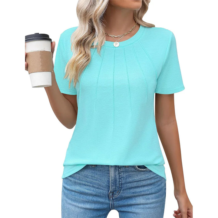 Aria | Pleated Crew Neck Blouse