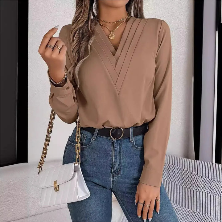 Clara | Elegant V-Neck Pullover Blouse