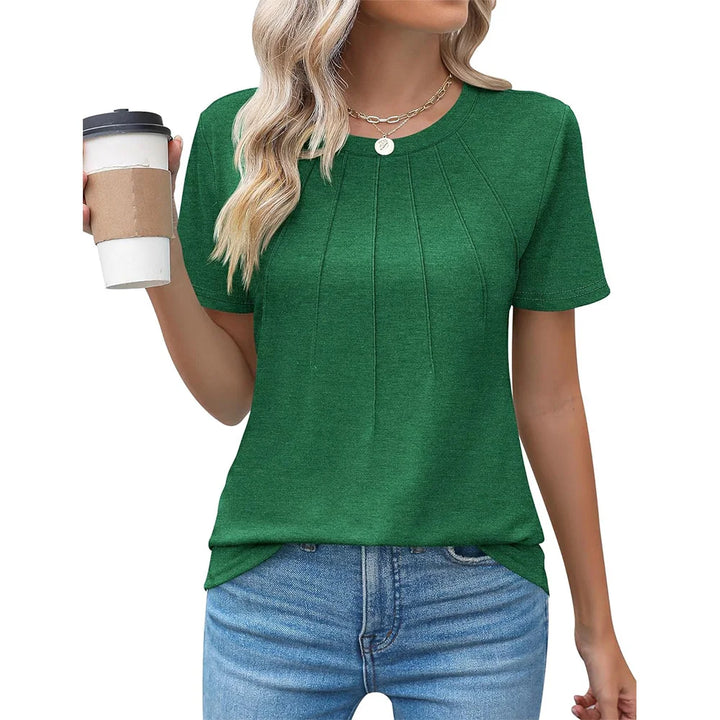 Aria | Pleated Crew Neck Blouse