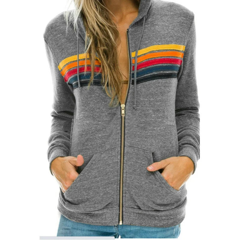 Mia | 5-Stripe Rainbow Zip-Up Hoodie