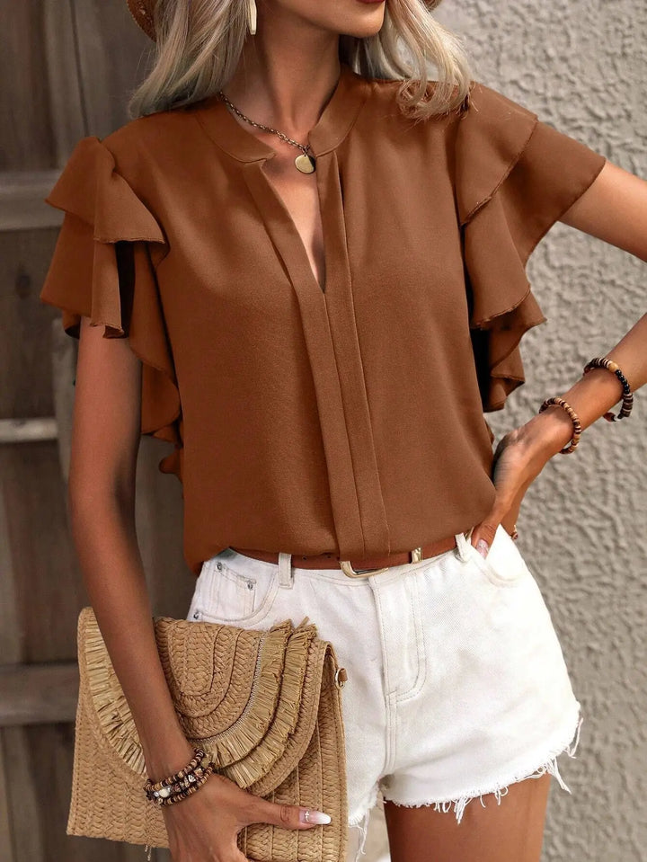 Lila | Double-Layered Ruffled V-Neck Blouse