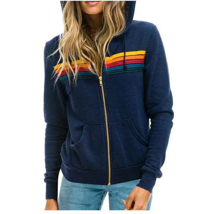 Mia | 5-Stripe Rainbow Zip-Up Hoodie