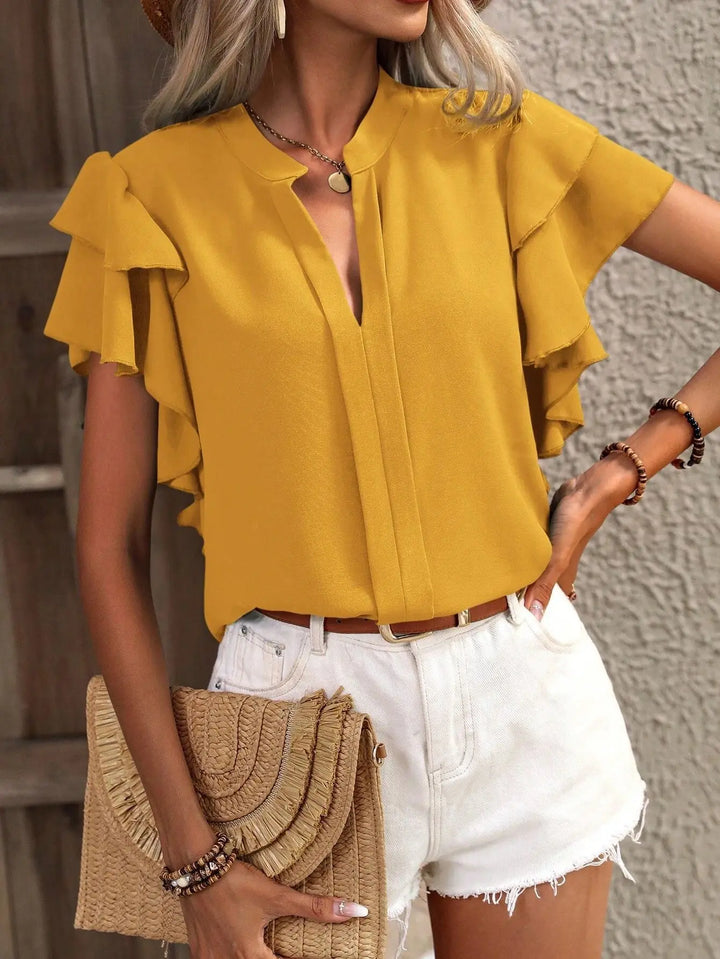 Lila | Double-Layered Ruffled V-Neck Blouse