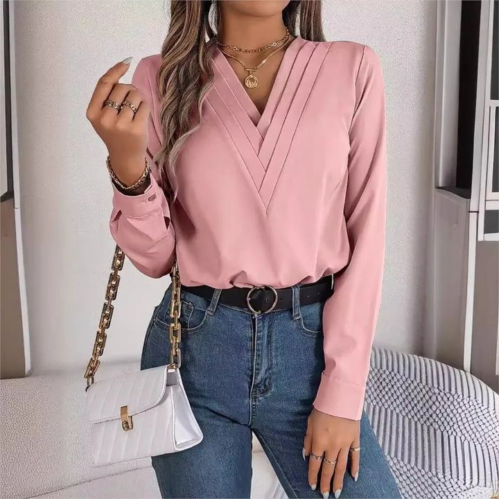 Clara | Elegant V-Neck Pullover Blouse