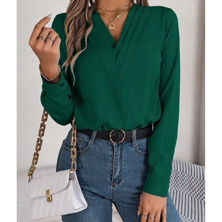 Clara | Elegant V-Neck Pullover Blouse