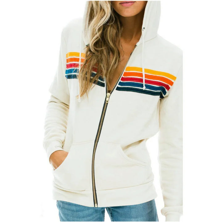 Mia | 5-Stripe Rainbow Zip-Up Hoodie