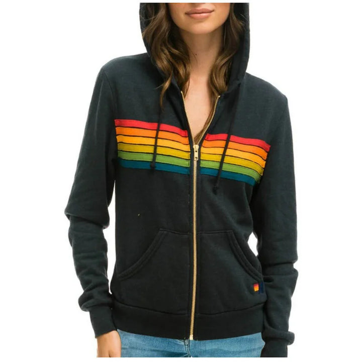 Mia | 5-Stripe Rainbow Zip-Up Hoodie