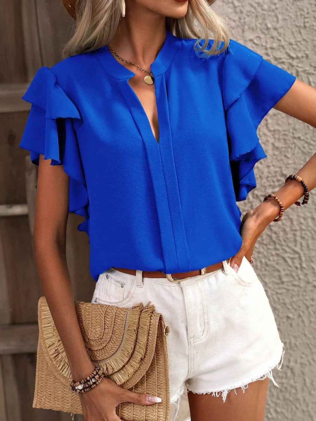 Lila | Double-Layered Ruffled V-Neck Blouse